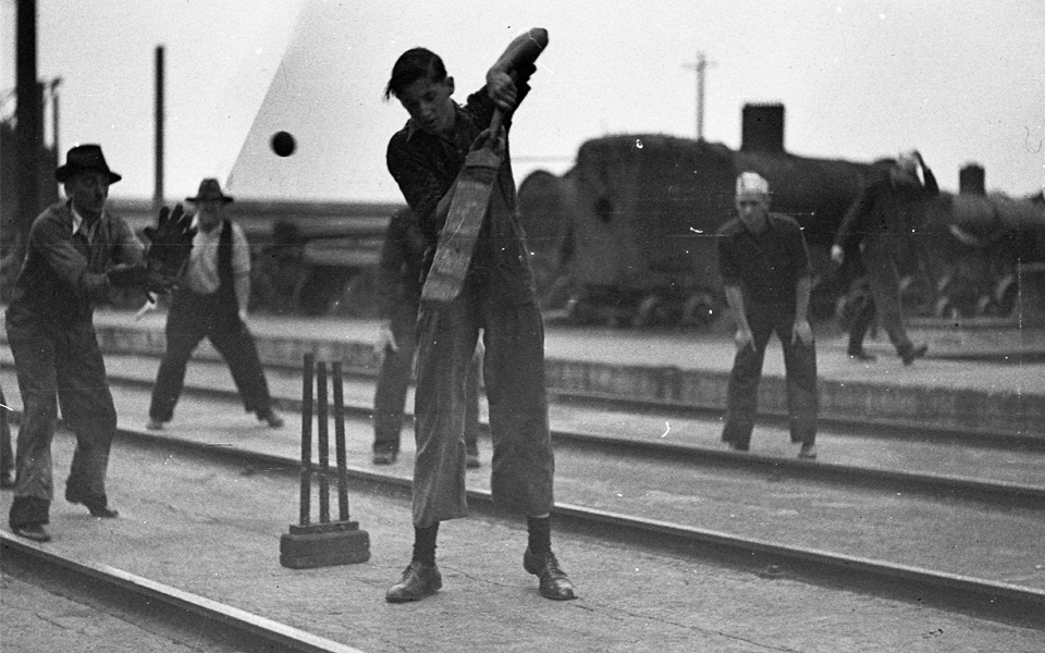 Cricket between the rail tracks at Eveleigh