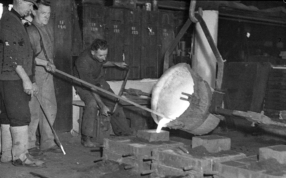 In the top left of this image the worker’s jacket is barely holding together, having likely been burnt through by sparks on more than one occasion 