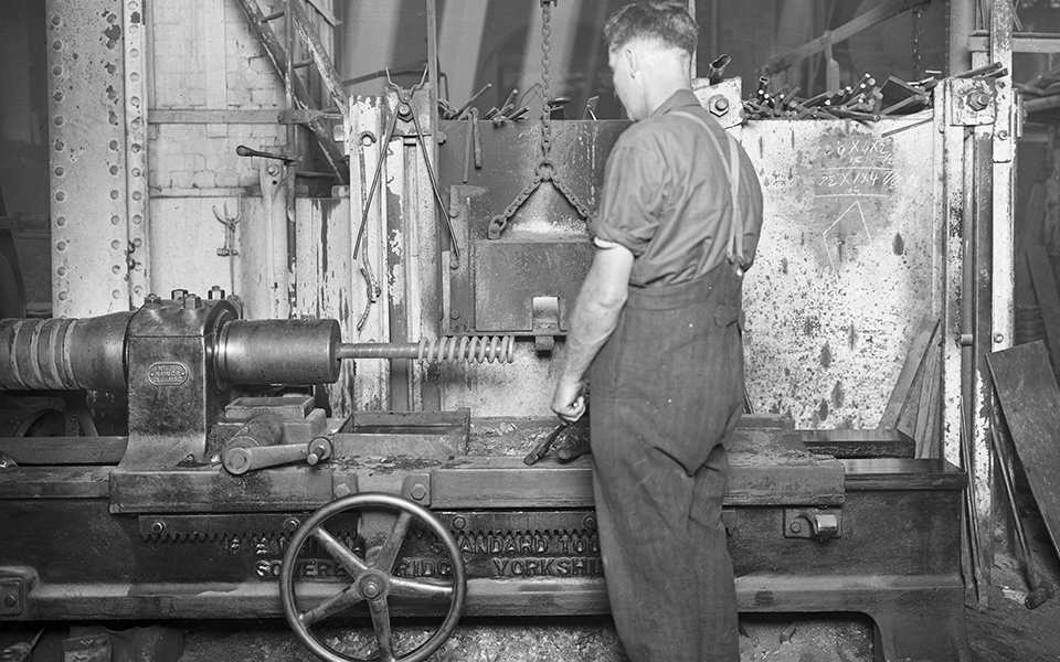 A Coil Spring on the Whitham Spring Coiler machine