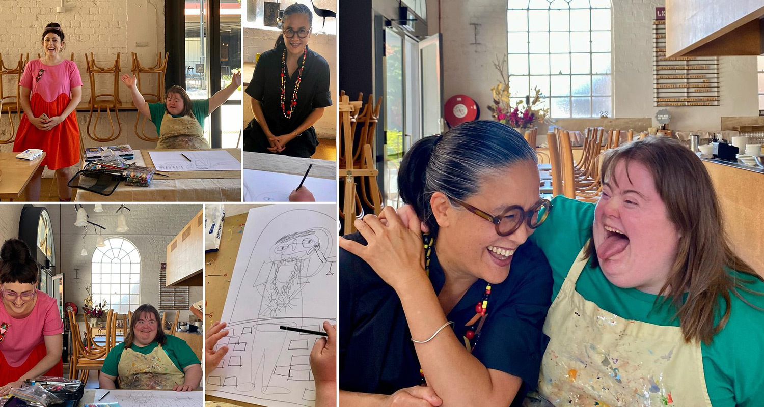 Catherine McGuiness from Studio A paints a portrait of Kylie Kwong