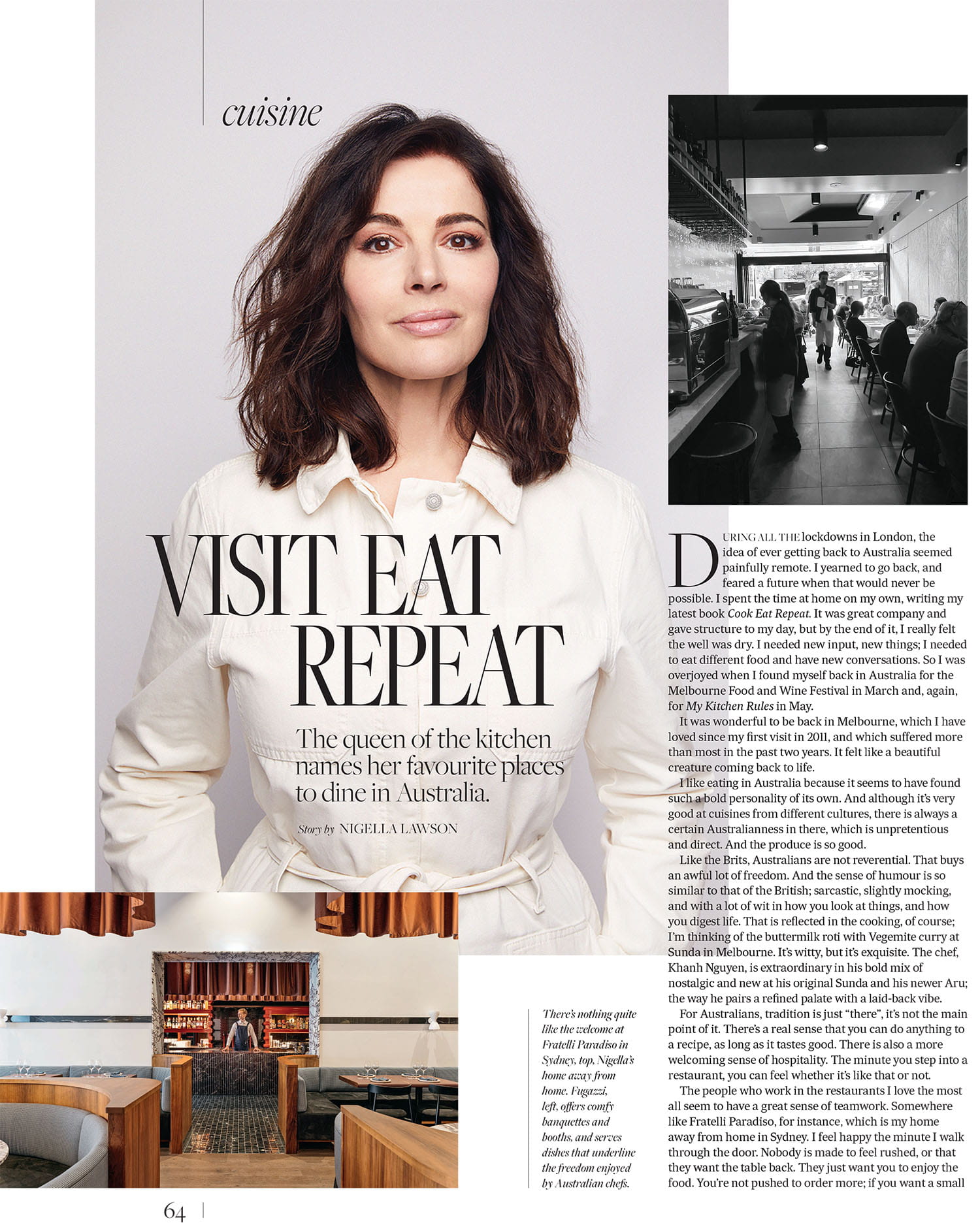 Fin Magazine - Nigella Lawson's list of favourite restaurants in Australia