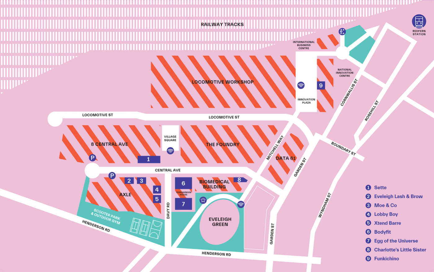 South Eveleigh precinct retailers map